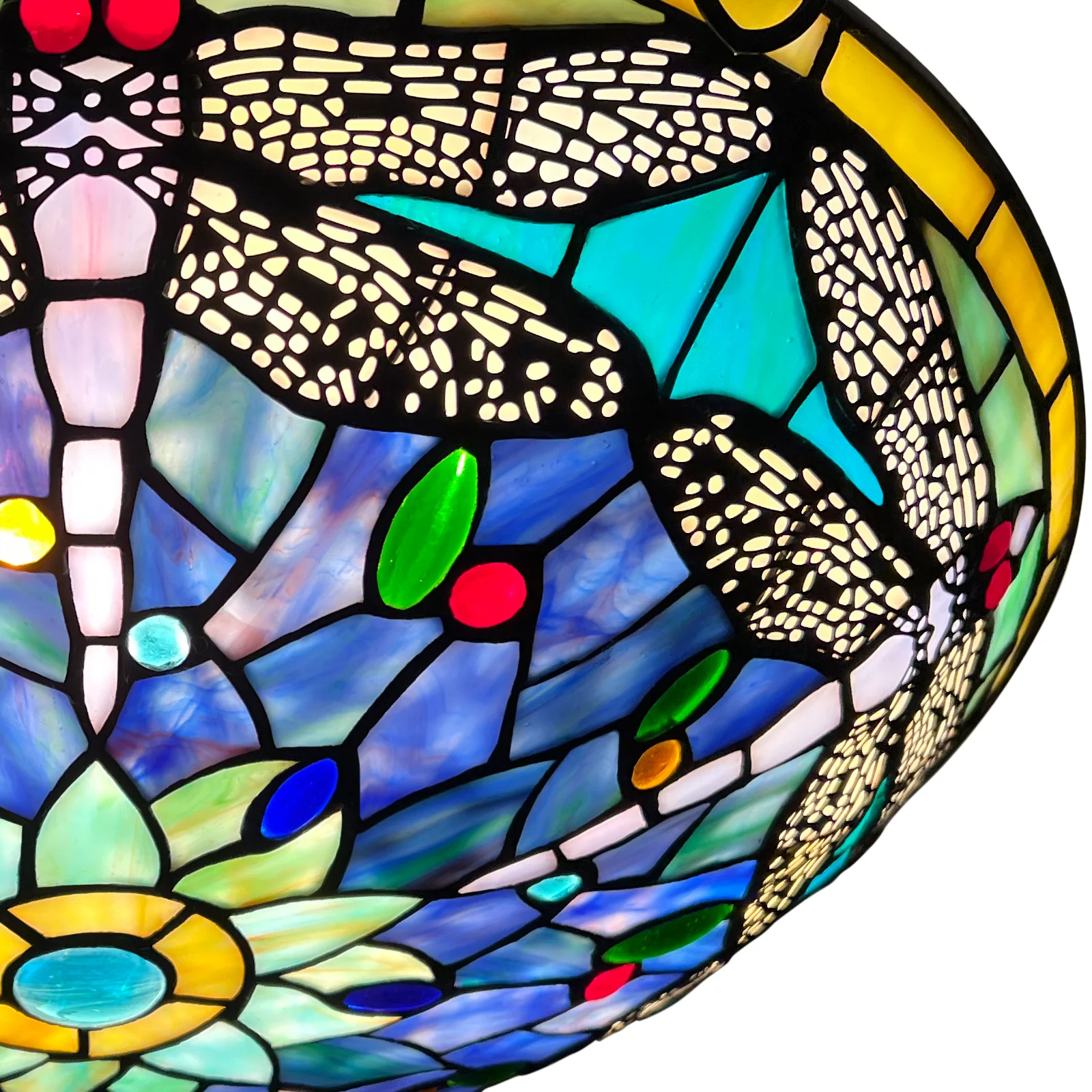 ARTZONE Tiffany Ceiling Lights, Stained Glass Ceiling Light 3-Lights 16 Inch Tiffany Flush Mount Ceiling Light for Bedroom Dining Living Room Entryway Foyer - Image 4