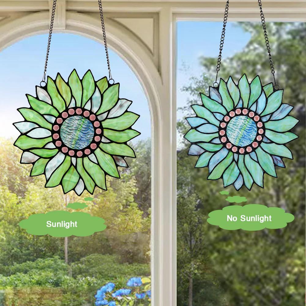 Capulina Sunflower Stained Glass Window Hangings Suncatcher for Window,Handmade Tiffany Glass Crafts for Family and Friends - Image 19