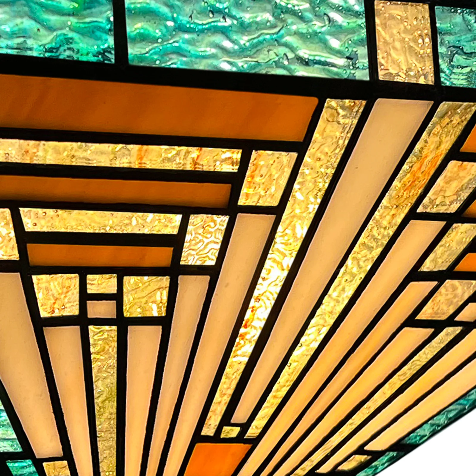 Capulina Tiffany Lamp Stained Glass Ceiling Light 2-Light 14 Inches Wide Amber Green Tiffany Style Semi Flush Mount Ceiling Lamp for Kitchen Porch Entryway Bathroom Hallway - Image 5