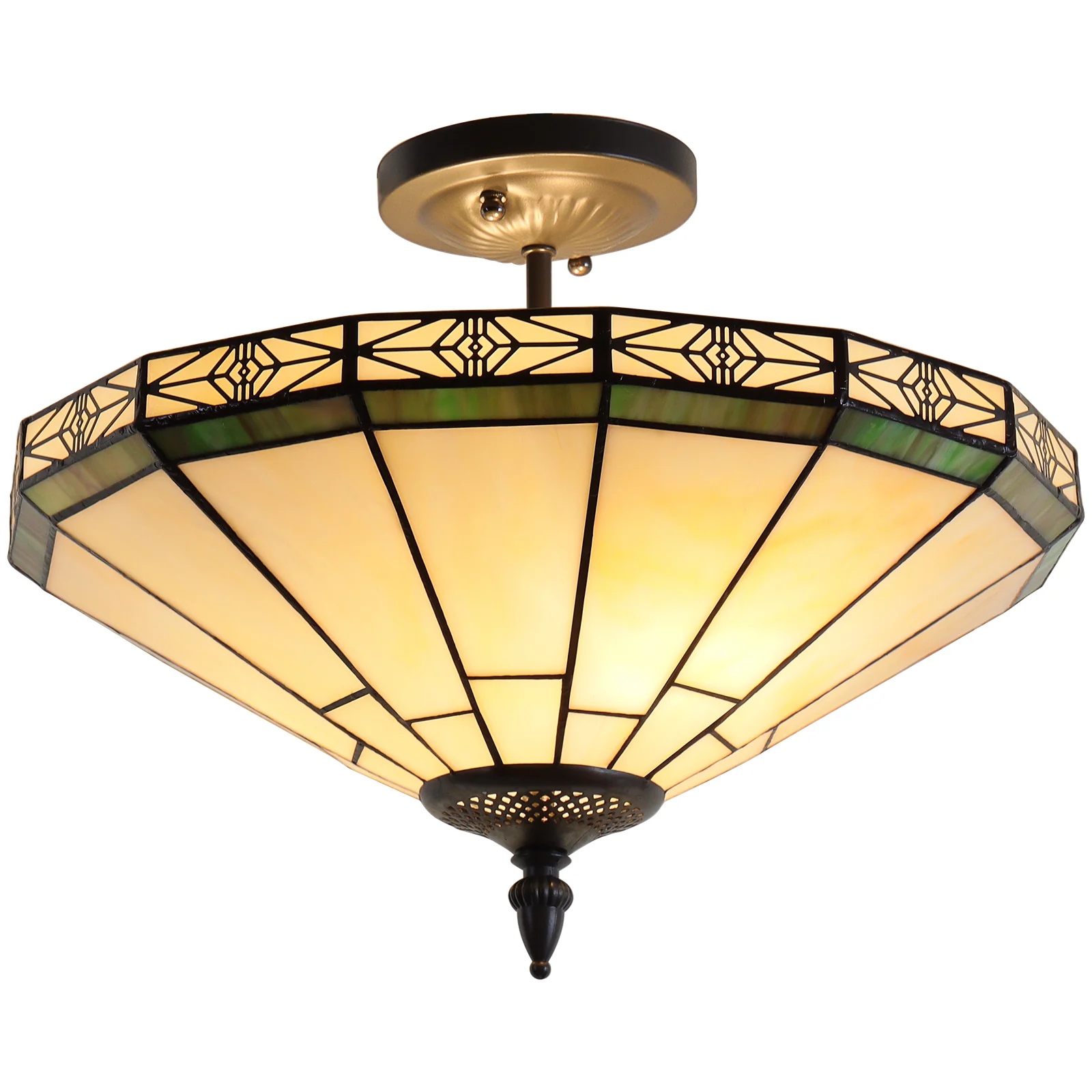 Capulina Tiffany Lamp Stained Glass Ceiling Light 2-Light 16 Inches Wide Cream Tiffany Style Semi Flush Mount Ceiling Lamp for Dining Room Porch Hallway Kitchen Entryway