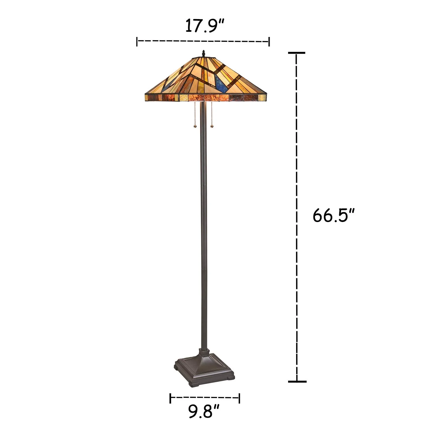 Capulina Tiffany Style Floor Lamp 2-Light 16 Inches Wide Cream Amber Stained Glass Antique Style Standing Lamp for Living Room Bedroom Home Office - Image 3