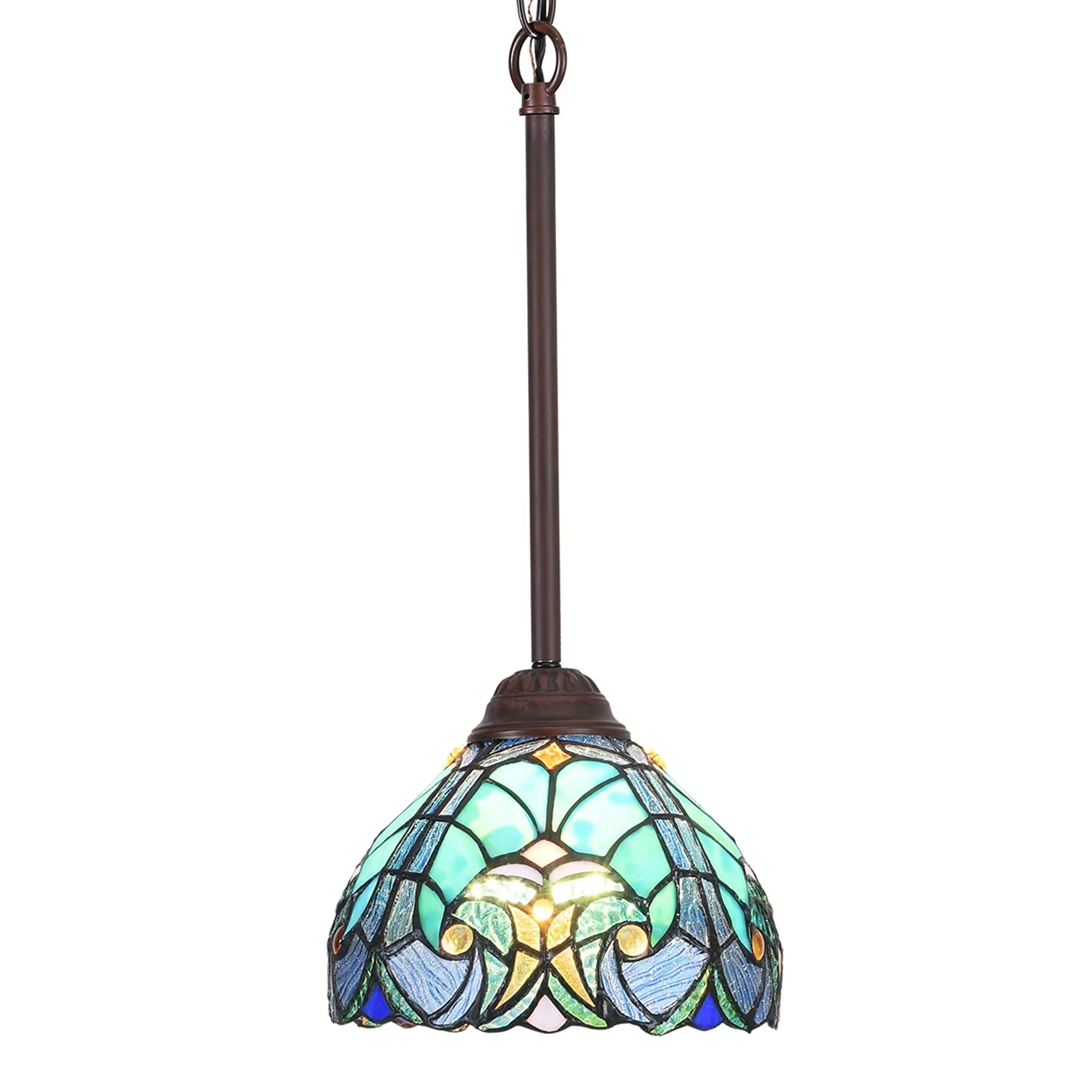 COTOSS Tiffany Pendant Light fixtures Hanging Lamp Stained Glass Light Decor for Dining Living Room Kitchen Island Study Hallway - Image 2