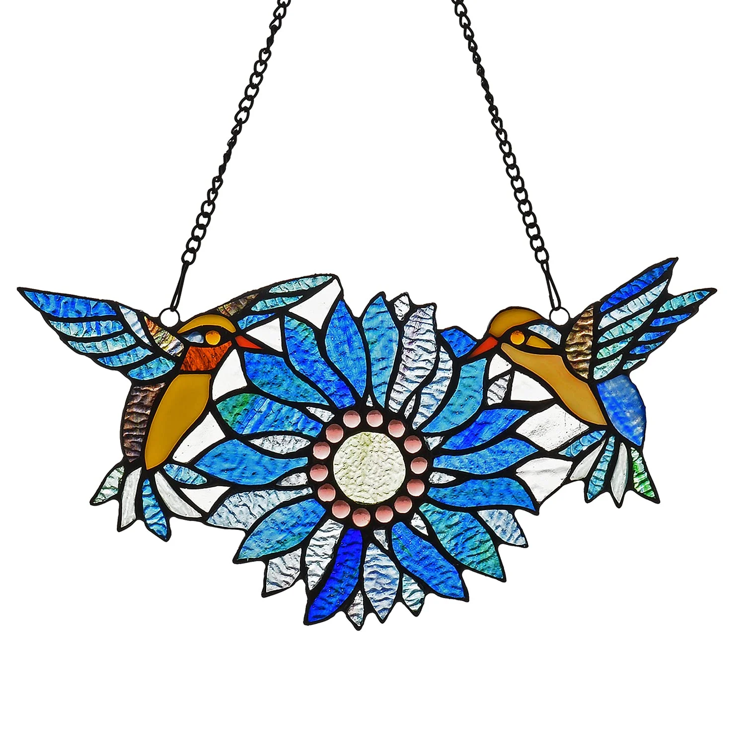 Capulina Sunflower Hummingbirds Stained Glass Window Hangings - Image 15