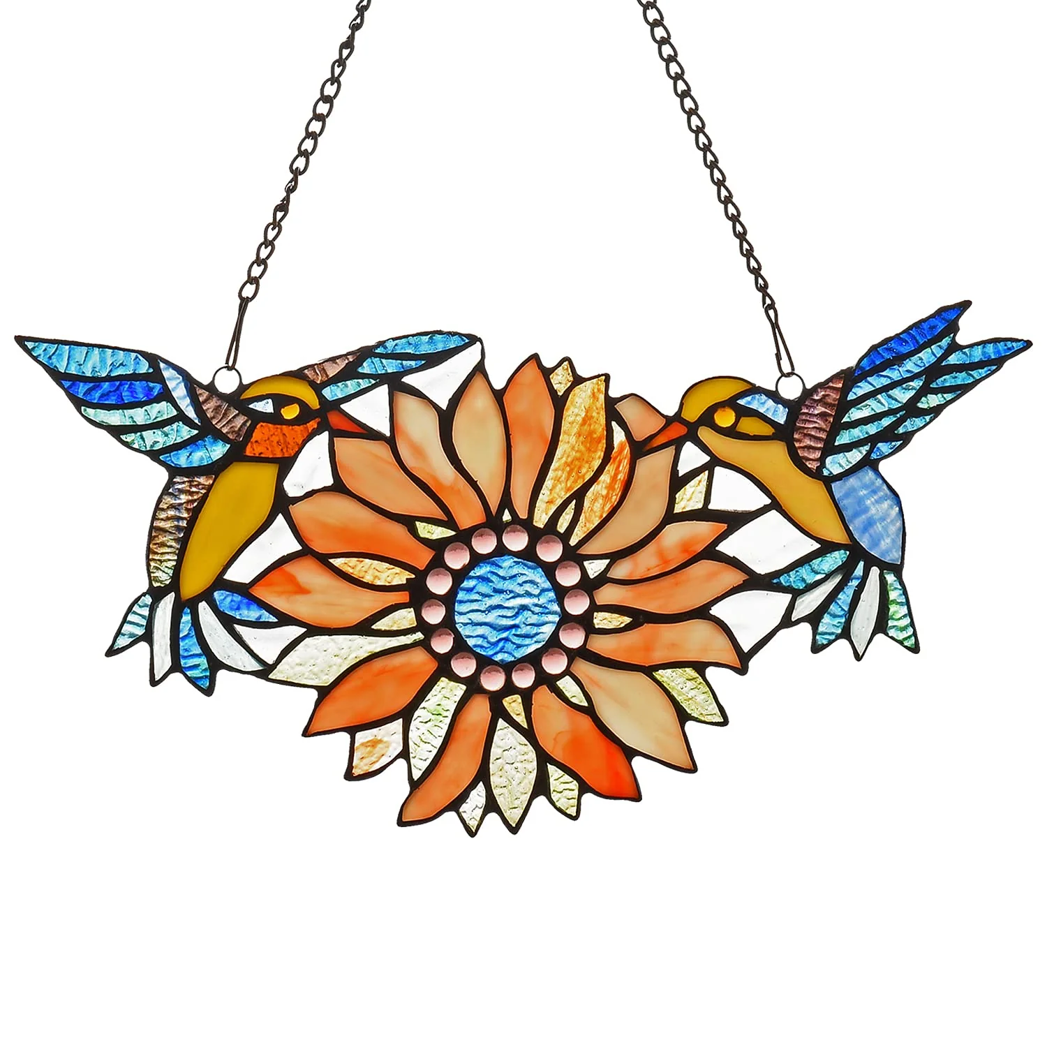 Capulina Sunflower Hummingbirds Stained Glass Window Hangings - Image 15