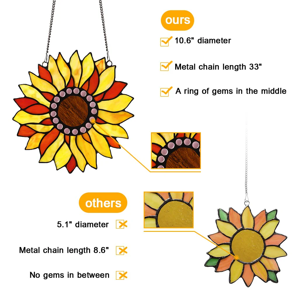 Capulina Sunflower Stained Glass Window Hangings - Image 7