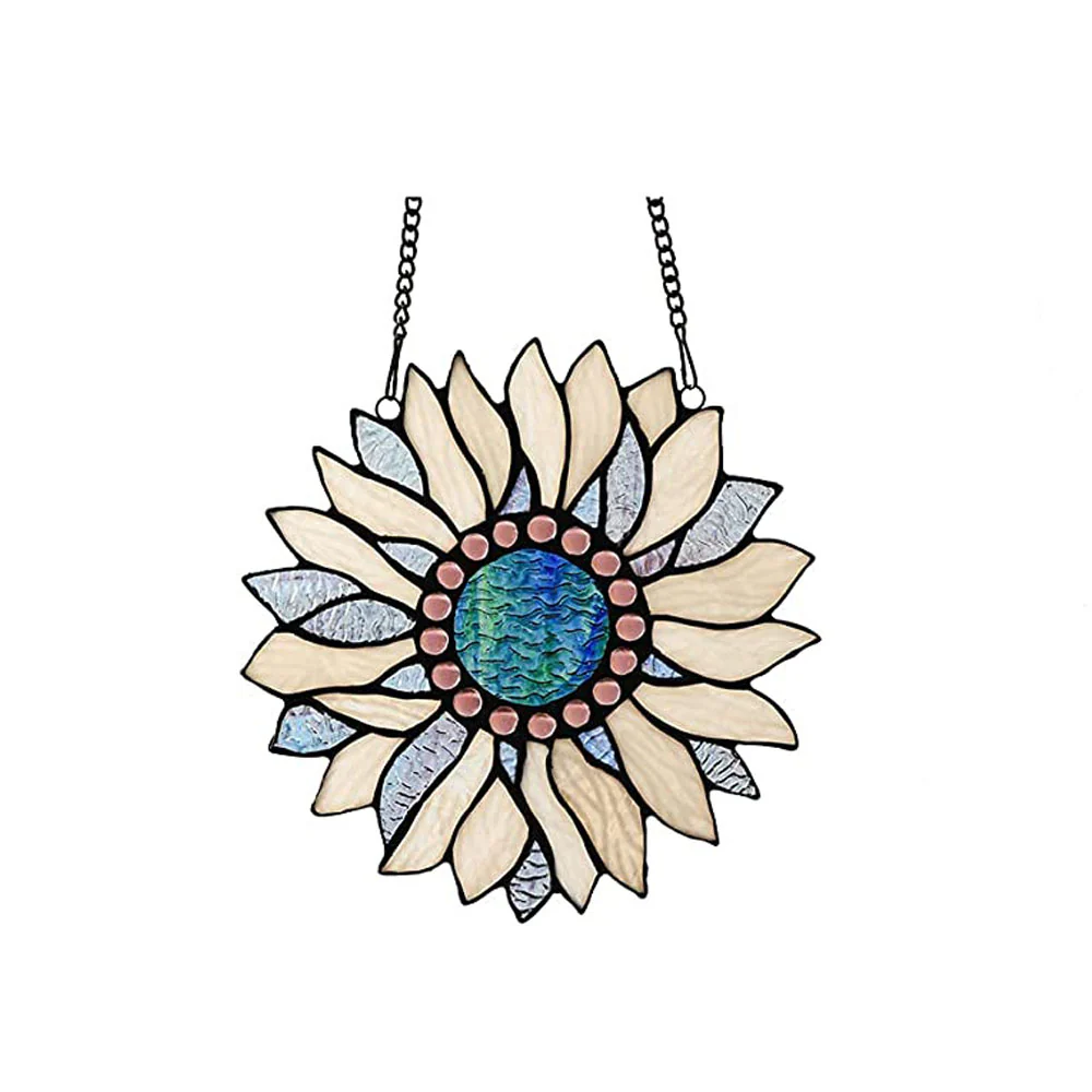 Capulina Sunflower Stained Glass Window Hangings Handmade Tiffany - Image 20