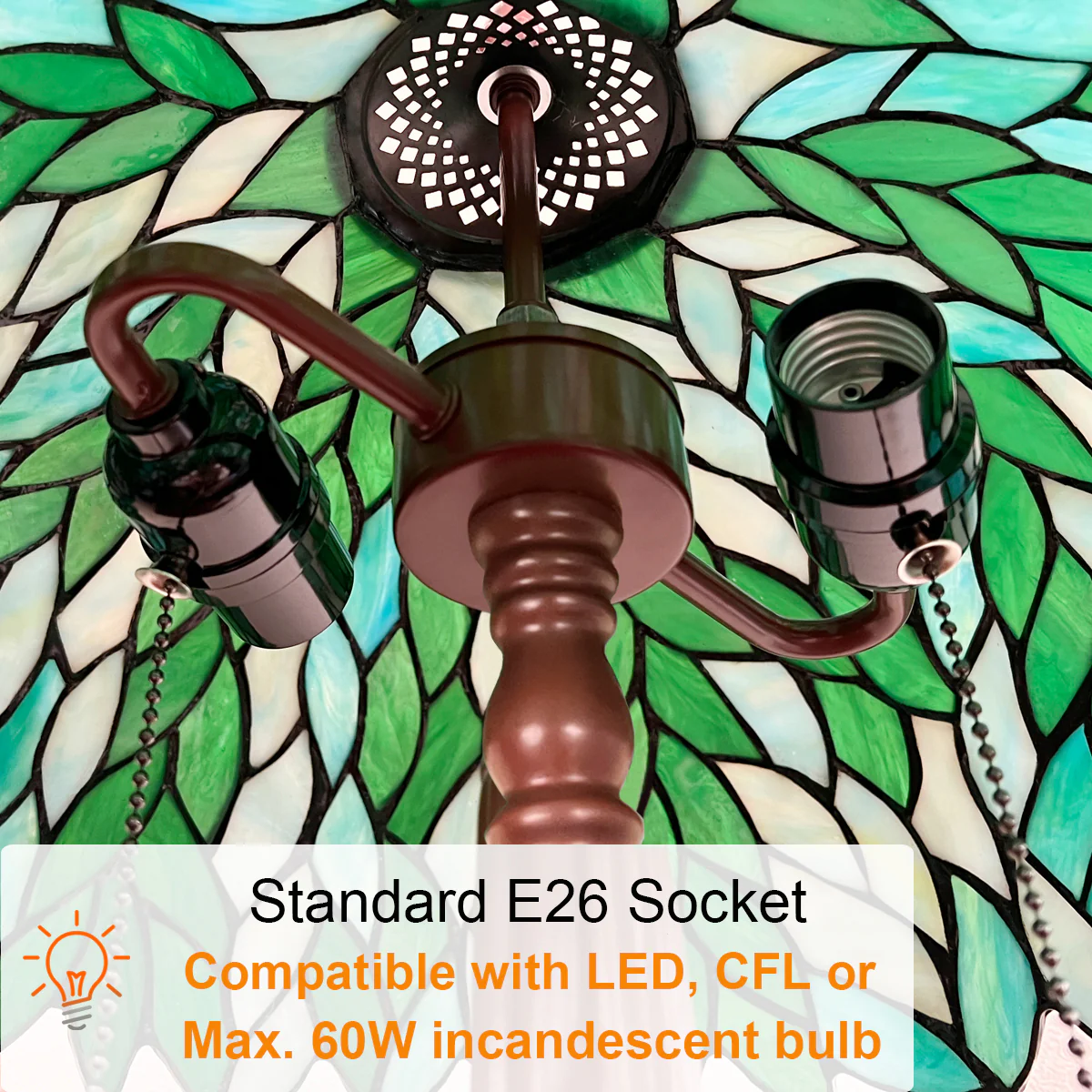 Tiffany Floor Lamp Green Wisteria Stained Glass Style Light for Living Room - Image 7