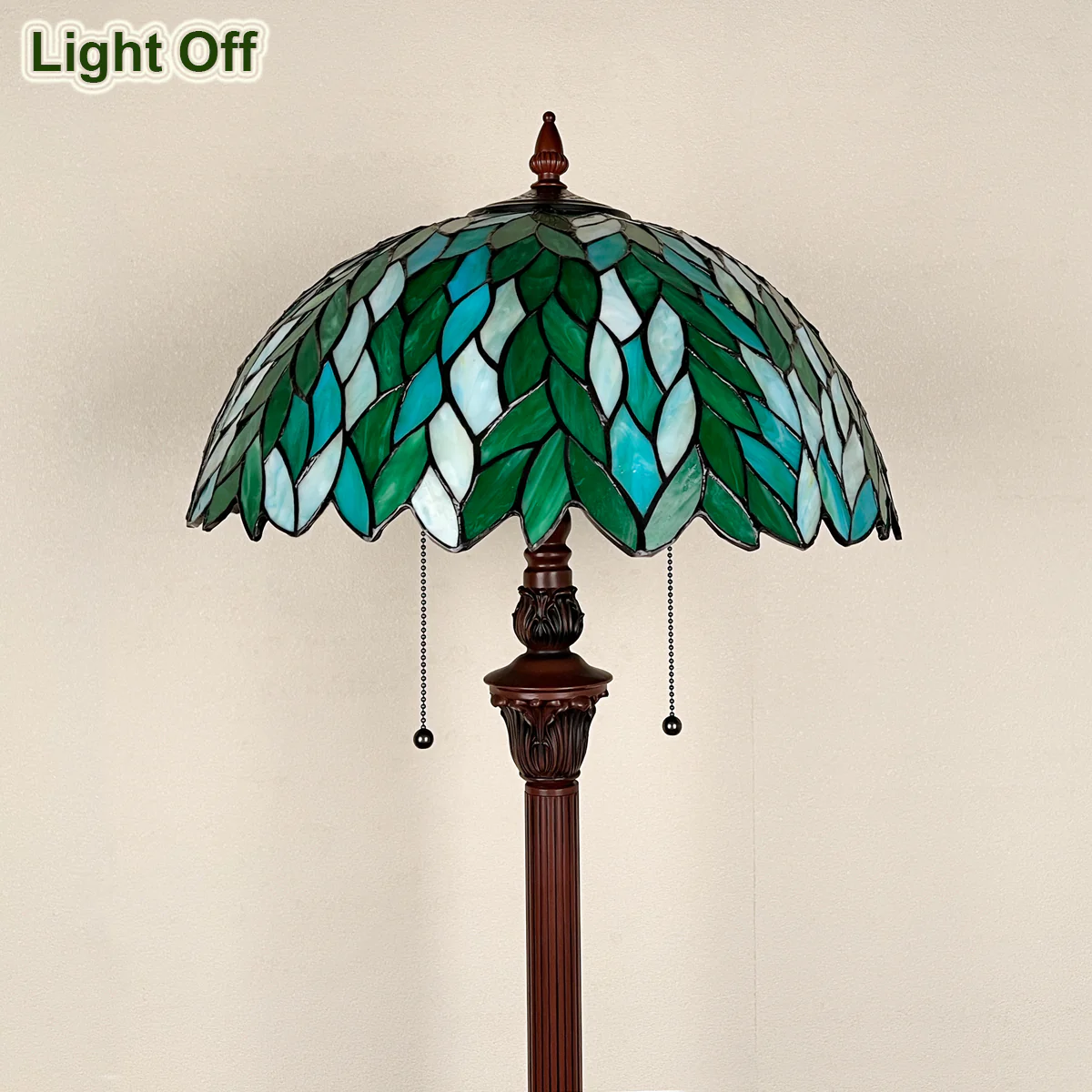 Tiffany Floor Lamp Green Wisteria Stained Glass Style Light for Living Room - Image 8