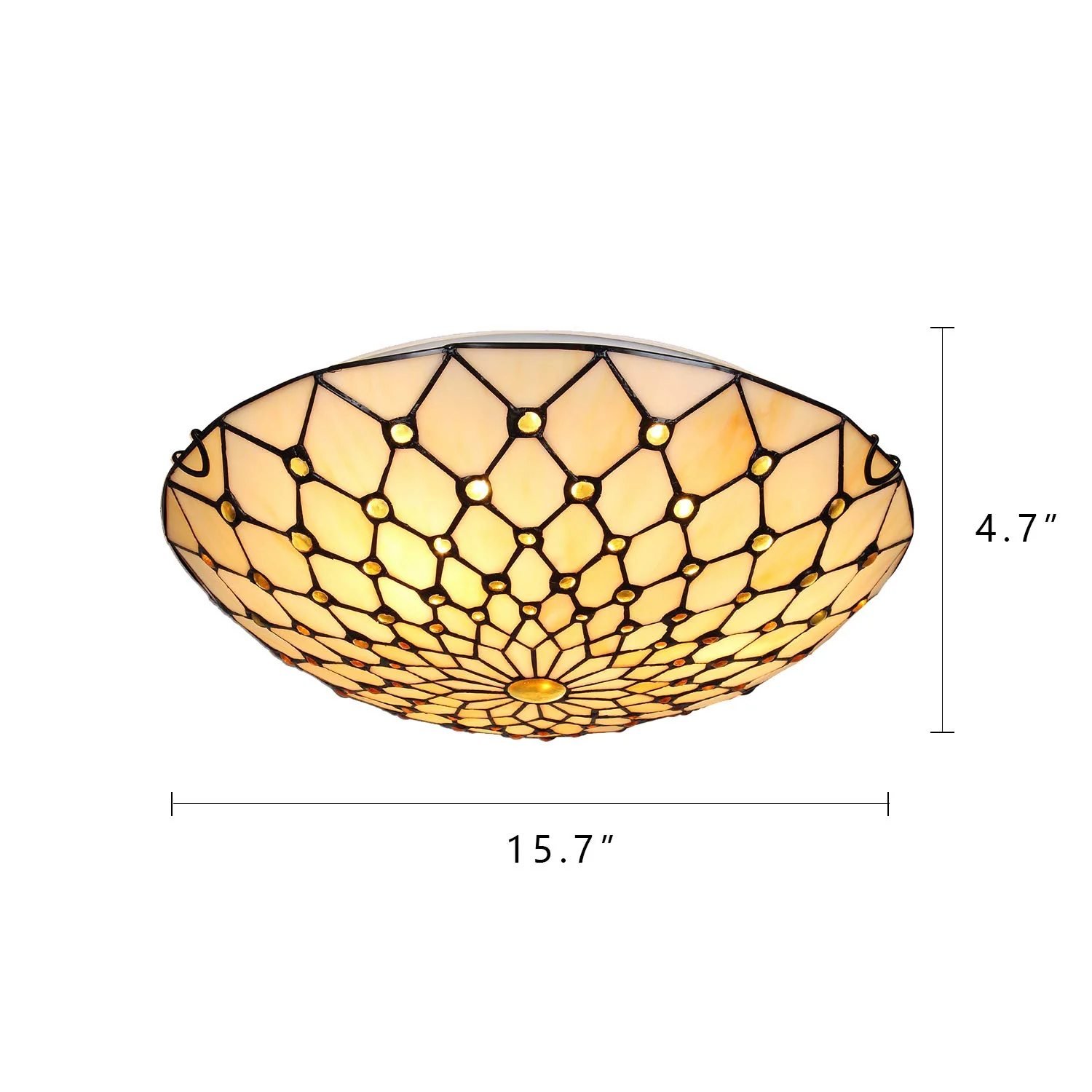 Tiffany Flush Mount Ceiling Light 3-Light 16 Inch Stained Glass Ceiling Light for Bedroom,Living Room, Entryway,Foyer - Image 5