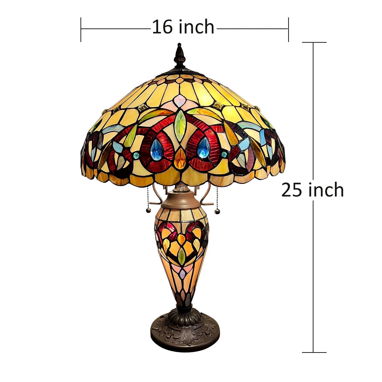 Capulina Tiffany Large Table Lamp 3-Light Desk Light - Image 6