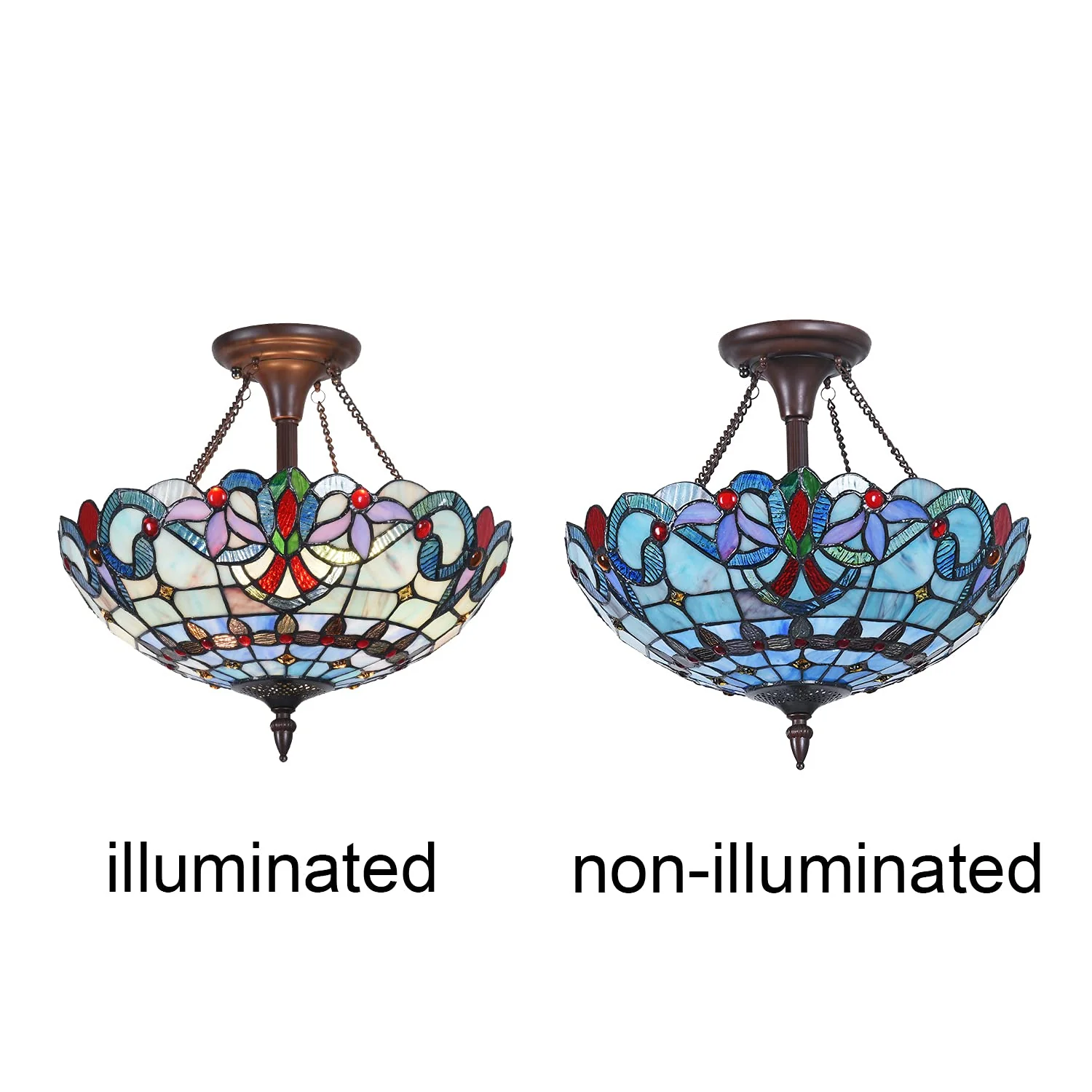 Capulina Tiffany Ceiling Light Pendant Lamp Stained Glass - Image 7