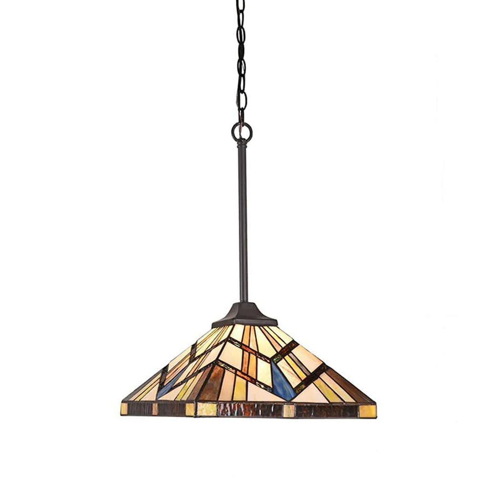 Capulina Tiffany Pendant Light 12 Wide Antique Cream Amber Style Stained Glass Hanging Lamp for Kitchen Island Living Dining Room Hallway Counter - Image 9