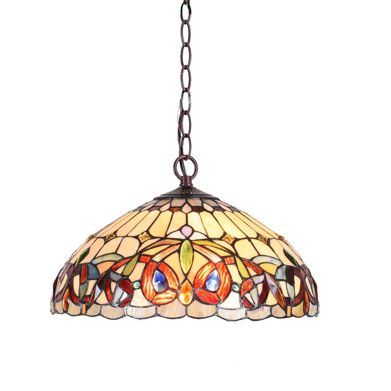 Capulina Tiffany Pendant Light Stained Glass Hanging Lamp - Image 7