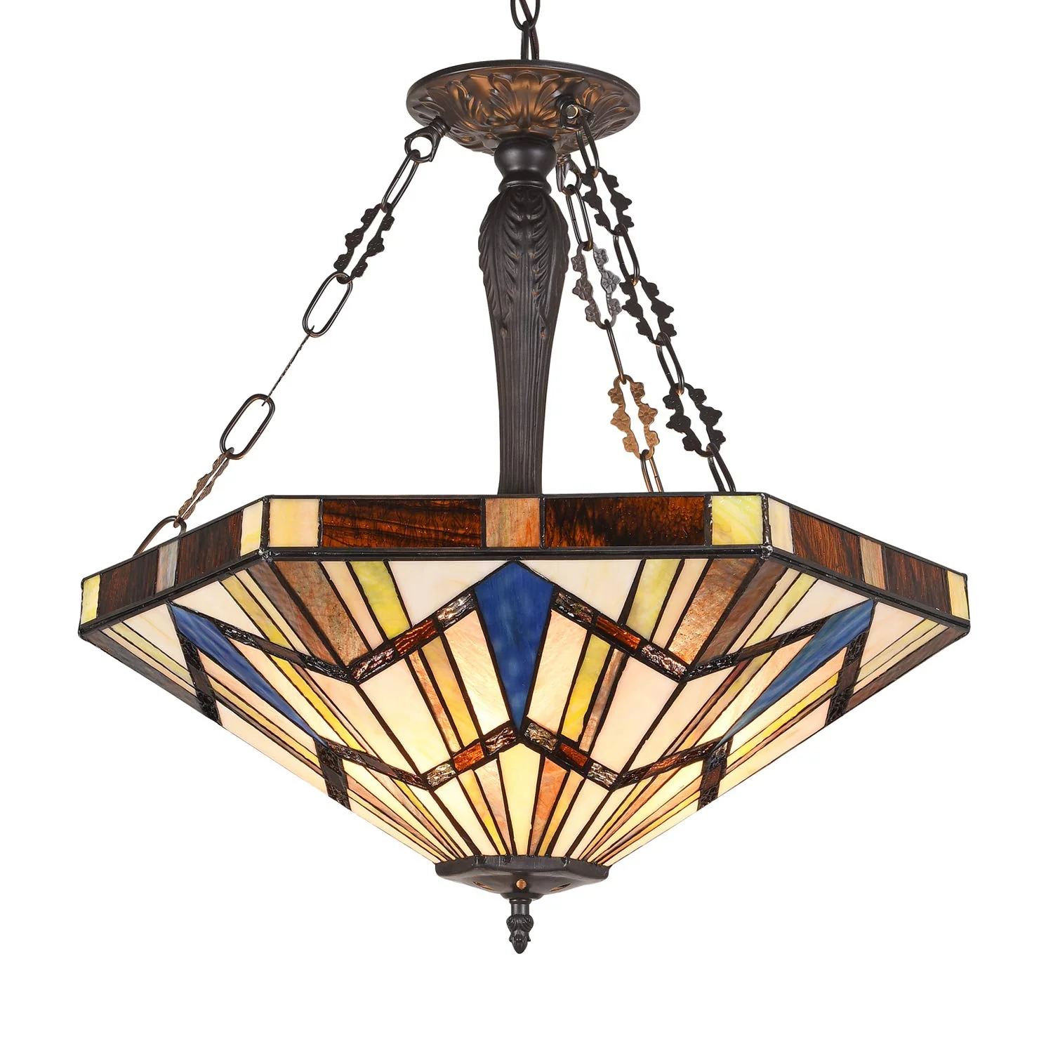 Capulina Tiffany Pendant Lights Inverted Ceiling Pendant Stained Glass Light Shade for Dining Room Bedroom Living Room Hallway - Image 8