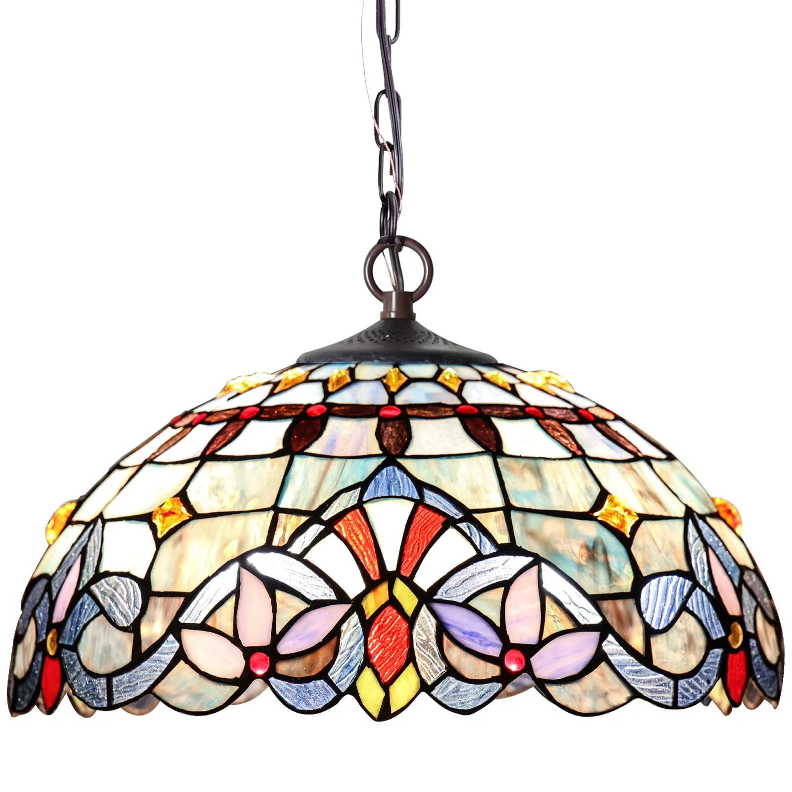 Capulina Tiffany Pendant Lights Stained Glass Hanging Lamp - Image 9
