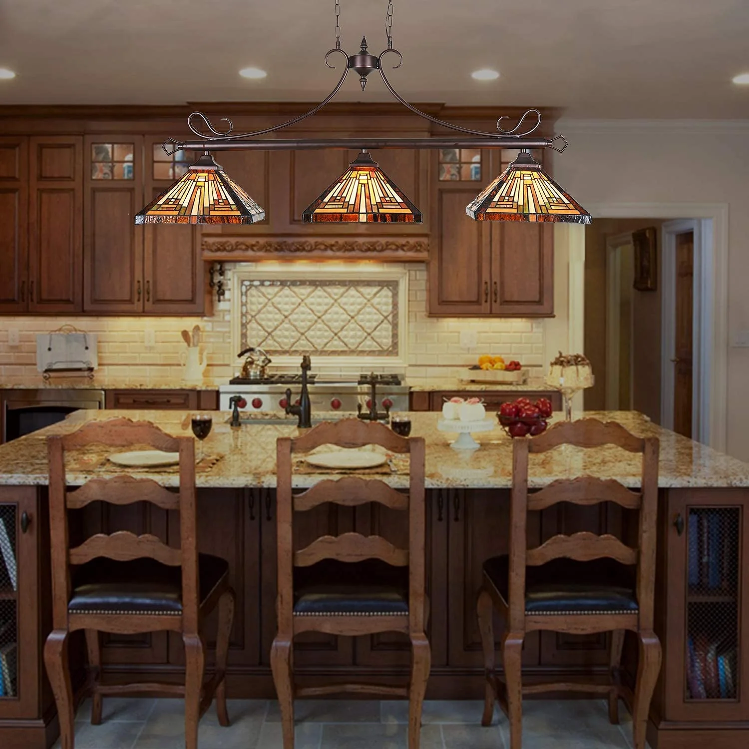 Capulina Tiffany Pool Table Lights 3-Light Pendant Light - Image 2