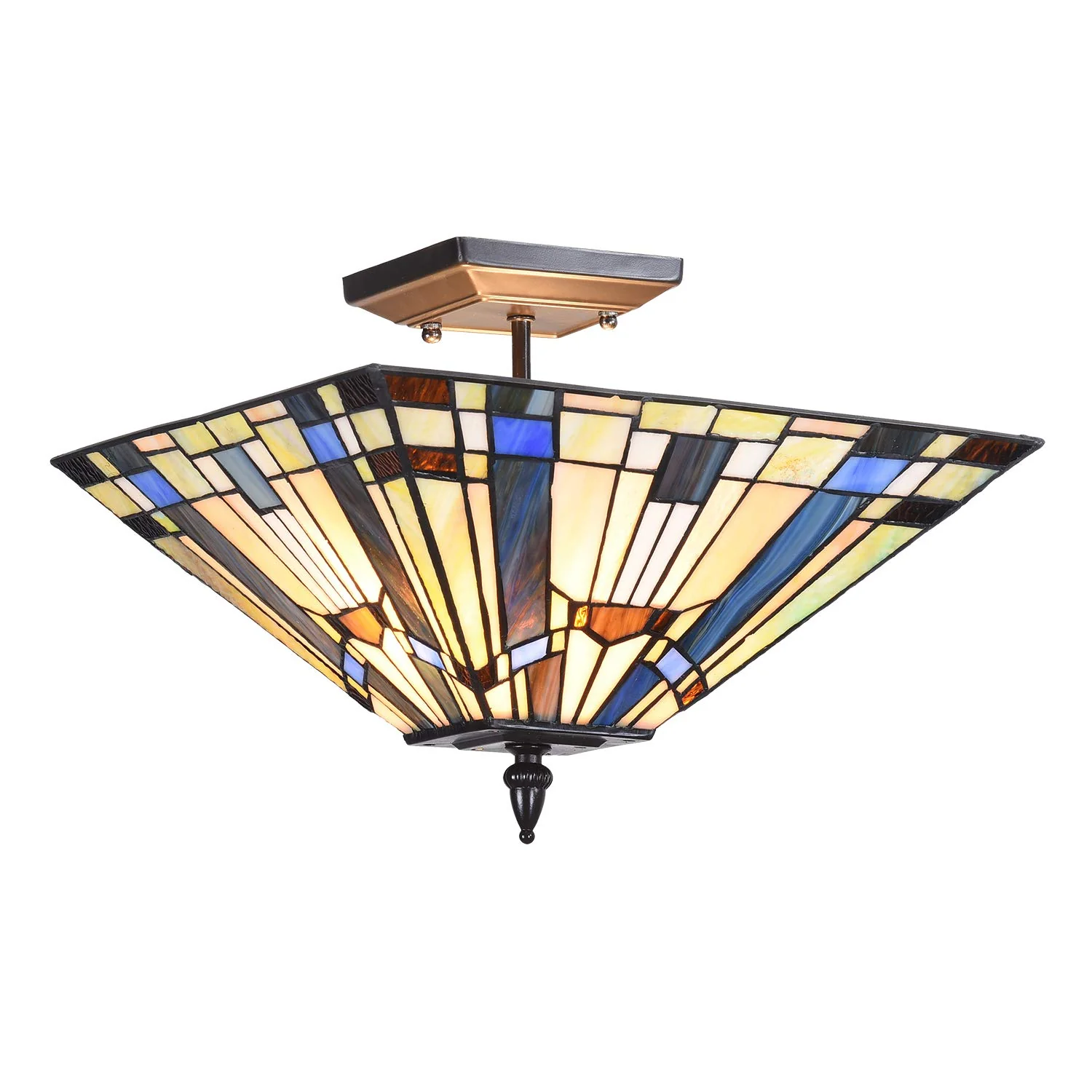 Capulina Tiffany Semi Flush Mount Ceiling Light 2 Light 14X14X11 Inches Stained Glass Pendant Light for Living Room Bedroom Hallway Entrance - Image 7