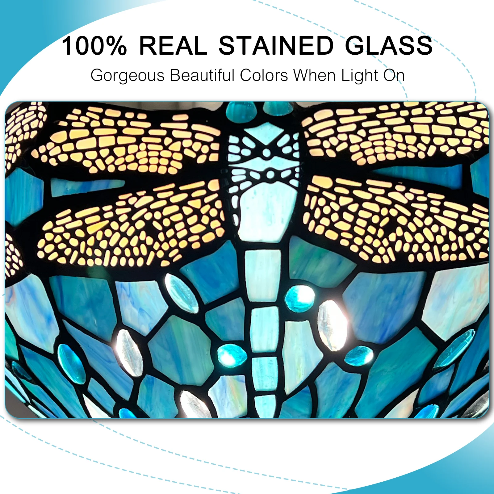 Tiffany Torchiere Floor Lamp,Handcrafted Stained Glass Lamp Shade,Antique Style Standing Corner Light for Living Room and Bedroom(Dragonfly) - Image 4